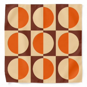 Retro 70s Geometric Half Square and Circle Pattern Bandana