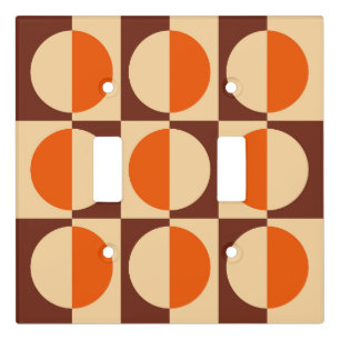 Retro 70s Geometric Half Square and Circle Pattern Light Switch Cover