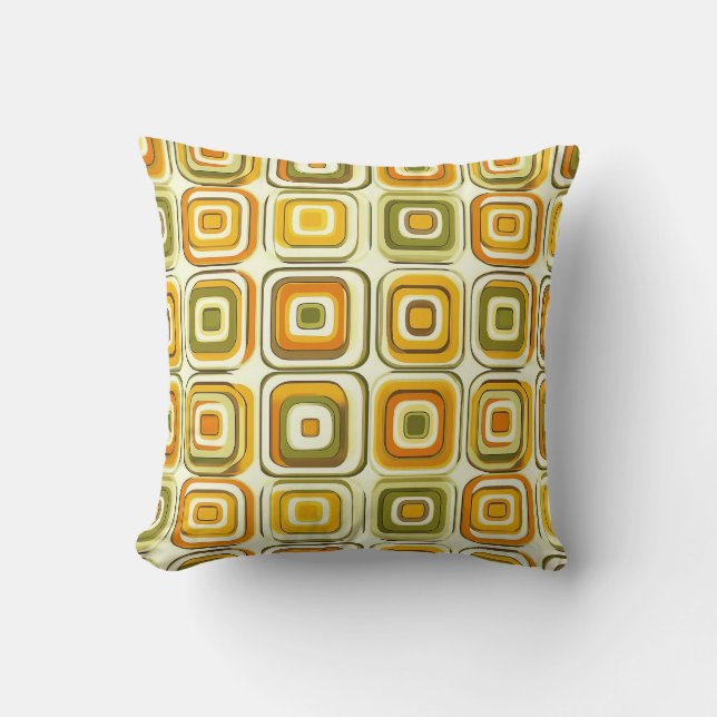 Retro 70s Geometric Pattern in Warm Tones Throw Pillow (Front)
