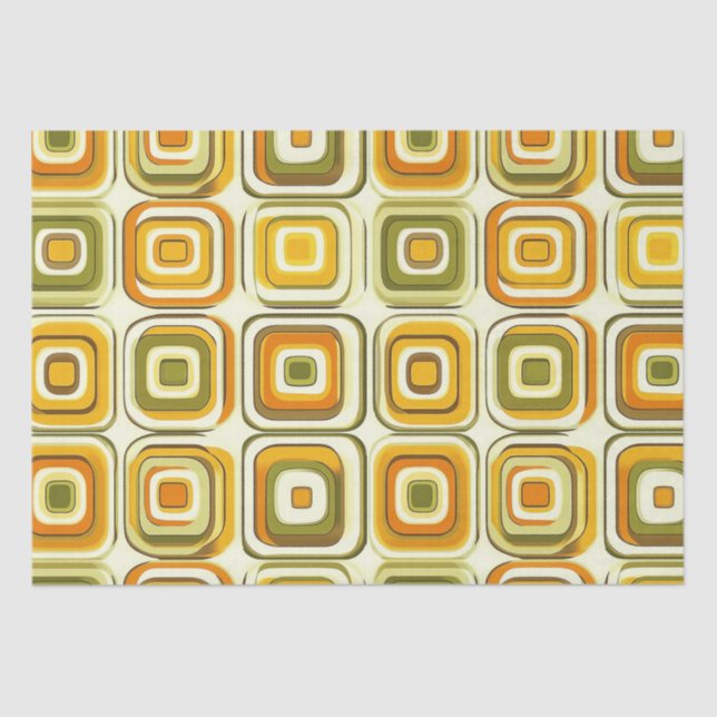 Retro 70s Geometric Pattern in Warm Tones Tissue Paper (Front)