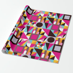 Retro 70s Geometric Pattern Psychedelic Colorful Wrapping Paper