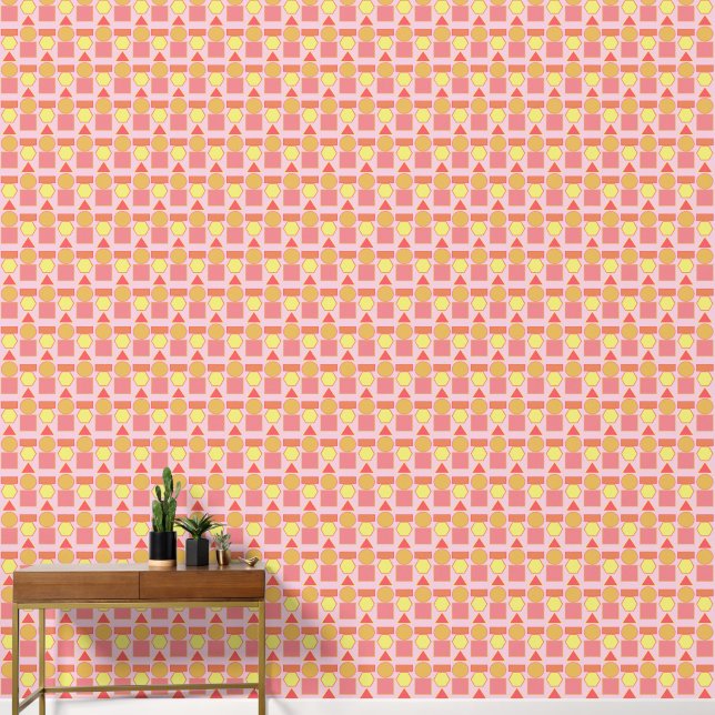Retro 70s geometric shapes wallpaper (Hallway)