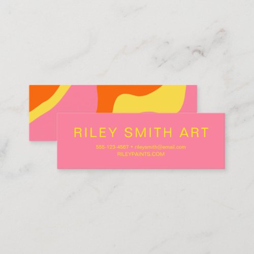 Retro 70s Girly Orange Yellow Pink Abstract Mini Business Card