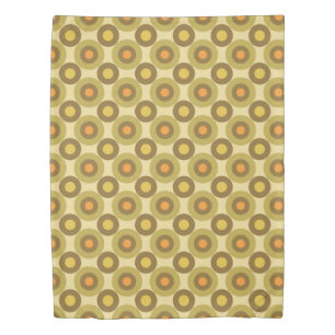 Retro 70s Gold & Orange Geometric Circles Duvet Cover