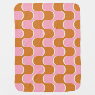 Retro 70s: Gold-Pink Wavy Pattern. Baby Blanket