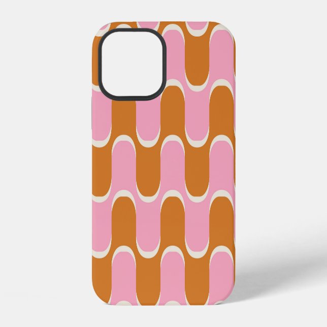 Retro 70s: Gold-Pink Wavy Pattern. Iphone Case (Back)