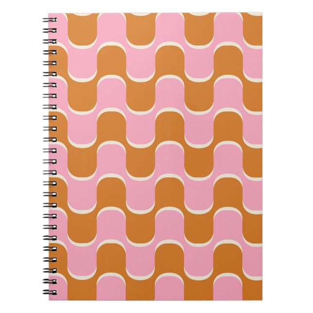 Retro 70s: Gold-Pink Wavy Pattern. Notebook (Front)