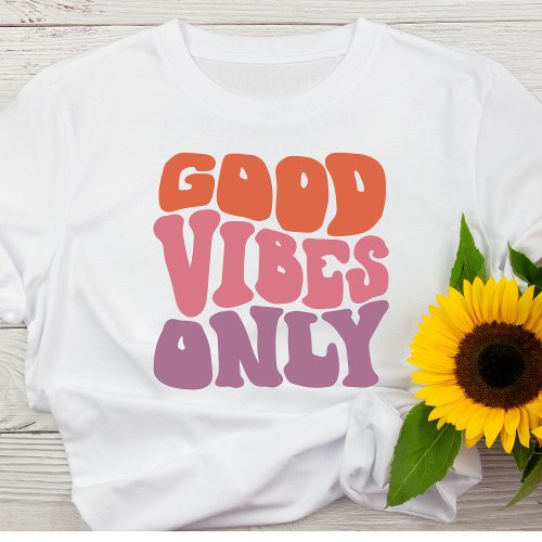 Retro 70s Good Vibes Only Womens Basic T_shirt