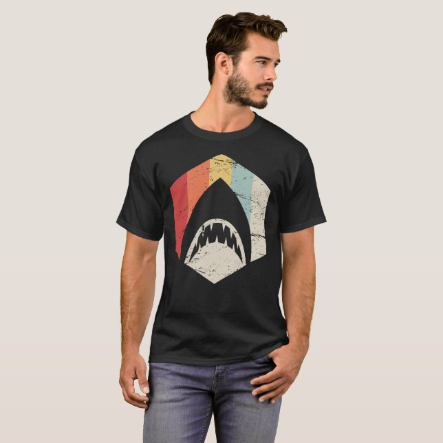 Retro 70s Great White Shark Icon T-Shirt (Front Full)