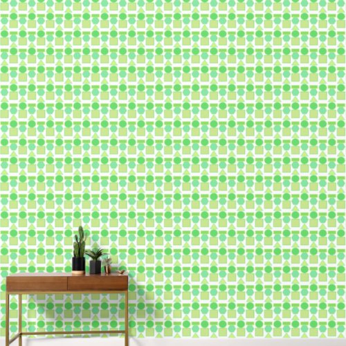 Retro 70s green geo shapes restful wallpaper 