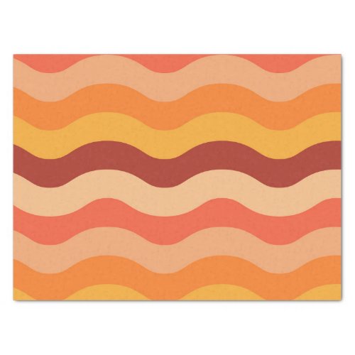 Retro 70s groovy abstract waves orange and yellow  tissue paper