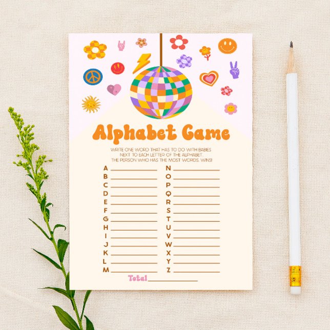 Retro 70's Groovy Alphabet Baby Shower Game Stationery (Creator Uploaded)