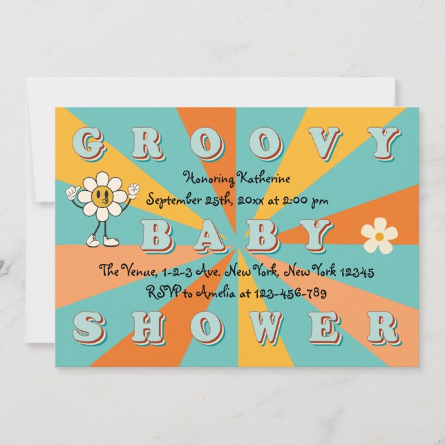 Retro 70s Groovy Baby Shower Invitation (Front)