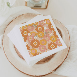 Retro 70s groovy baby shower napkins