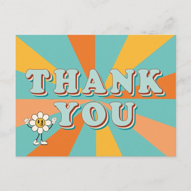 Retro 70s Groovy Baby Shower Thank you Card (Front)