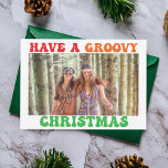 Retro 70s Groovy Christmas Vintage Hippie Photo Holiday Card<br><div class="desc">Have a groovy Christmas. Customize your cute retro hippie holiday card with this funky 70s text in fun colors. A colorful hippy Christmas card with your vintage family photo.</div>