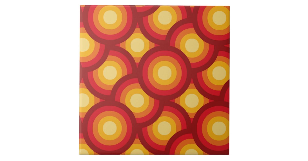 Retro 70s Groovy Circles Pattern Ceramic Tile | Zazzle