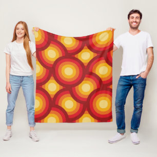 Retro 70s Groovy Circles Pattern  Fleece Blanket