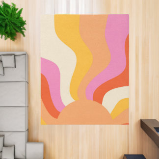 Retro 70s Groovy Colorful Rug