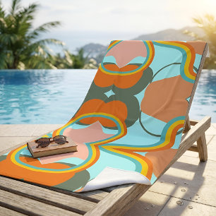 Retro 70s Groovy Colorful Wavy Psychedelic Beach Towel