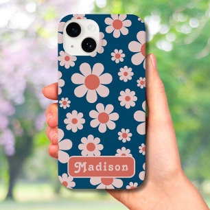 Retro 70s Groovy Daisy Pattern add Name Case-Mate iPhone 14 Case