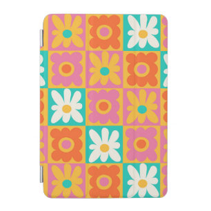 Retro 70s Groovy Floral Checkerboard Colorful Patt iPad Mini Cover
