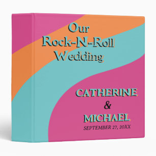 Retro 70s Groovy Fuchsia Fun Wedding  3 Ring Binder