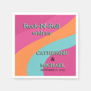 Retro 70s Groovy Fuchsia Fun Wedding  Napkins