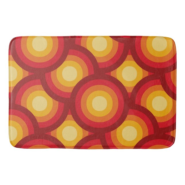 Retro 70s Groovy Geometric Overlapping Circles  Bath Mat (Front)