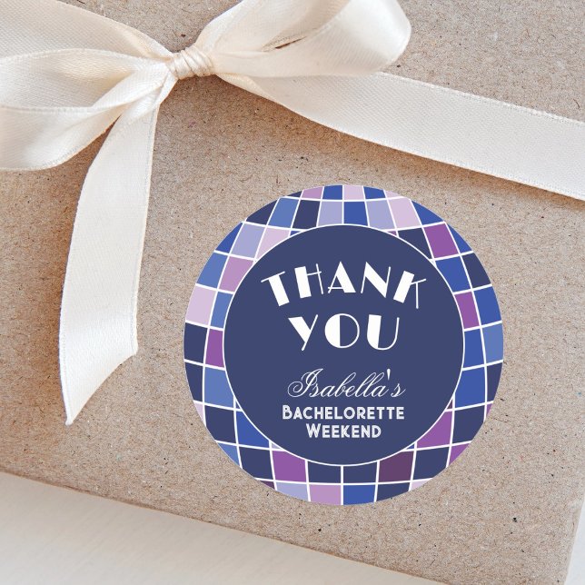 Retro 70s Groovy Last Disco Bachelorette Thank You Classic Round Sticker (Creator Uploaded)