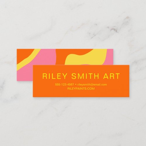 Retro 70s Groovy Orange Yellow Pink Abstract Mini Business Card