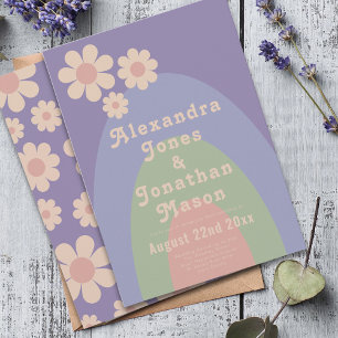 Retro 70s Groovy Pastel Colors Wedding Invitation