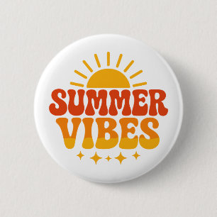 Retro 70s Groovy Summer Vibes Sunshine Button