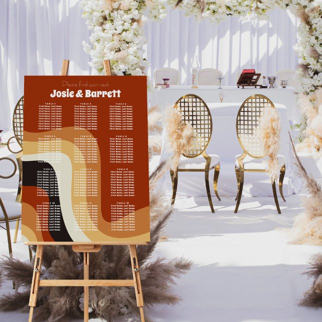 Retro 70s Groovy Wedding Bohemian Seating Chart Foam Board (Creator Uploaded)