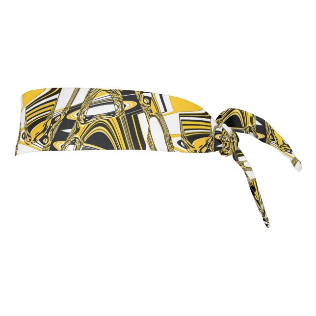 Retro 70s Groovy Yellow Pattern Tie Headband (Rotate 90)