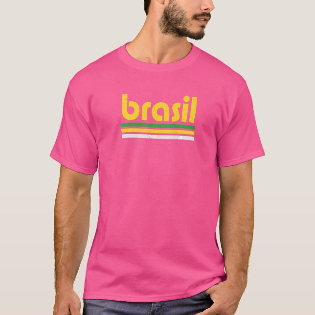 Retro 70s Grunge Style Brazil Brazilian Pride   T-Shirt (Front)