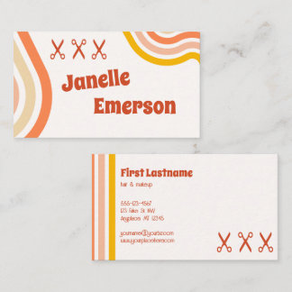 Retro 70s hair stylist business card