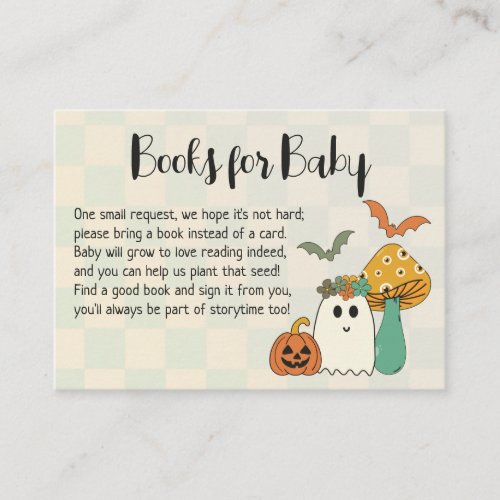 Retro 70s Halloween Baby Shower Book Request Enclosure Card