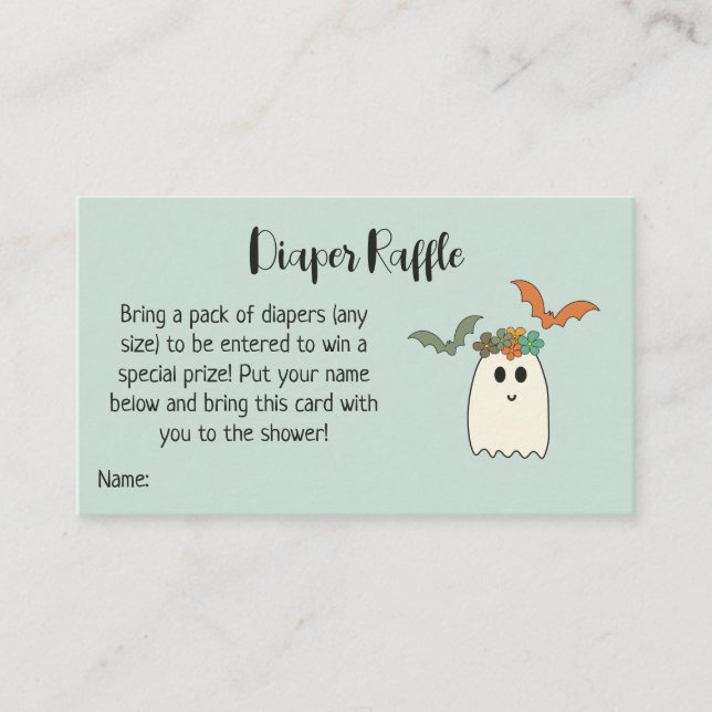 Retro 70's Halloween Baby Shower Diaper Raffle Enc Enclosure Card (Front)