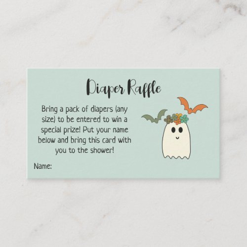 Retro 70s Halloween Baby Shower Diaper Raffle Enc Enclosure Card