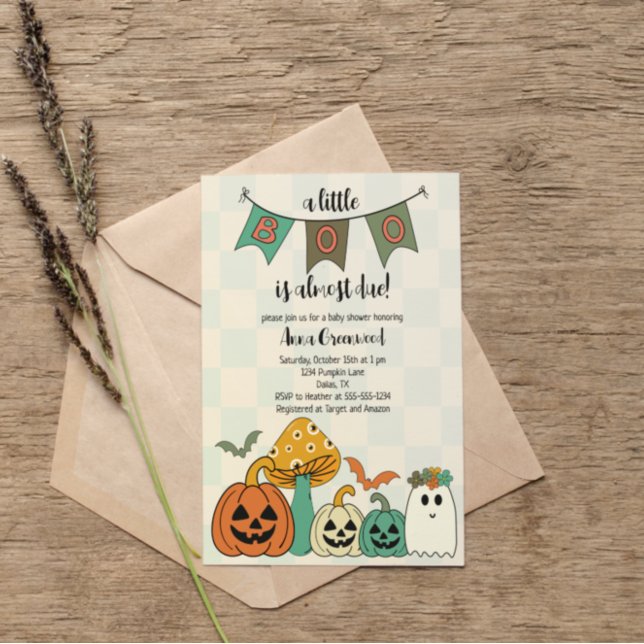 Retro 70's Halloween Baby Shower Little Boo Invitation (Creator Uploaded)