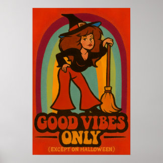 Retro 70s Halloween Witch Poster