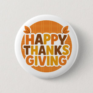 Retro 70s Happy Thanksgiving Groovy Holiday Button