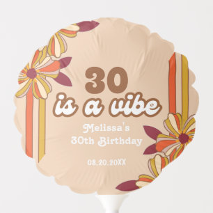Retro 70s Hippie Flower 30th Birthday Balloon