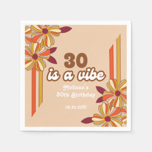 Retro 70s Hippie Flower 30th Birthday Napkins