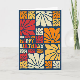 Retro 70s Hippie Groovy Flower Blossom Birthday Card