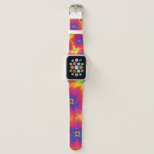 Retro 70s Hippie Groovy Tie Dye in Rainbow Hues  Apple Watch Band