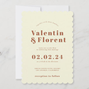 Retro 70s inspired Orange Wedding Invitation
