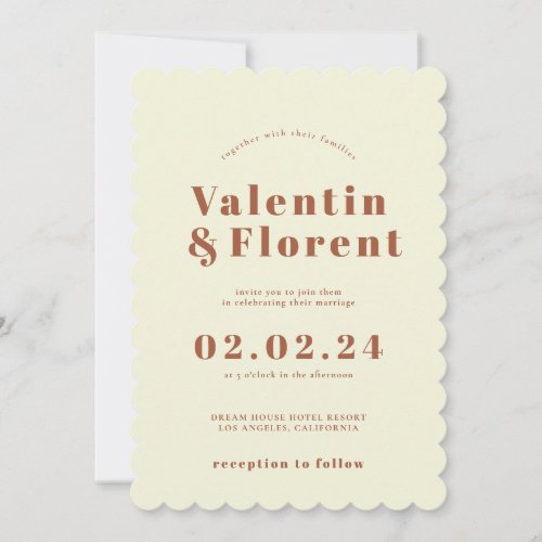 Retro 70s inspired Orange Wedding Invitation 