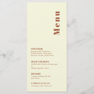 Retro 70s inspired Orange Wedding Menu